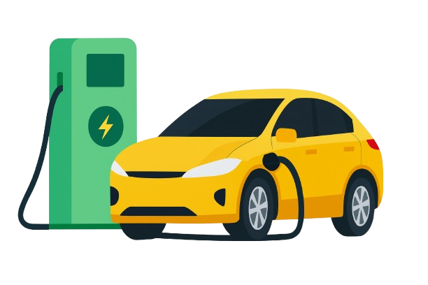 EV charging station with electric vehicle